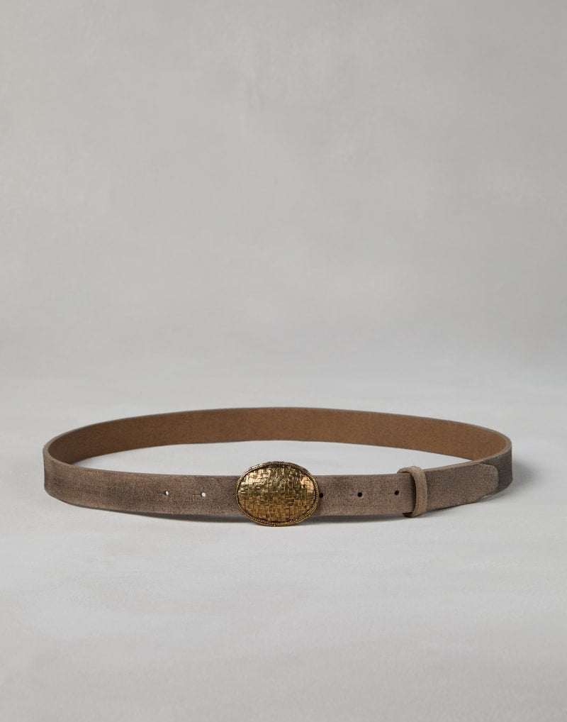 BRUNELLO CUCINELLI MEN'S NOISETTE SUEDE LEATHER BELT