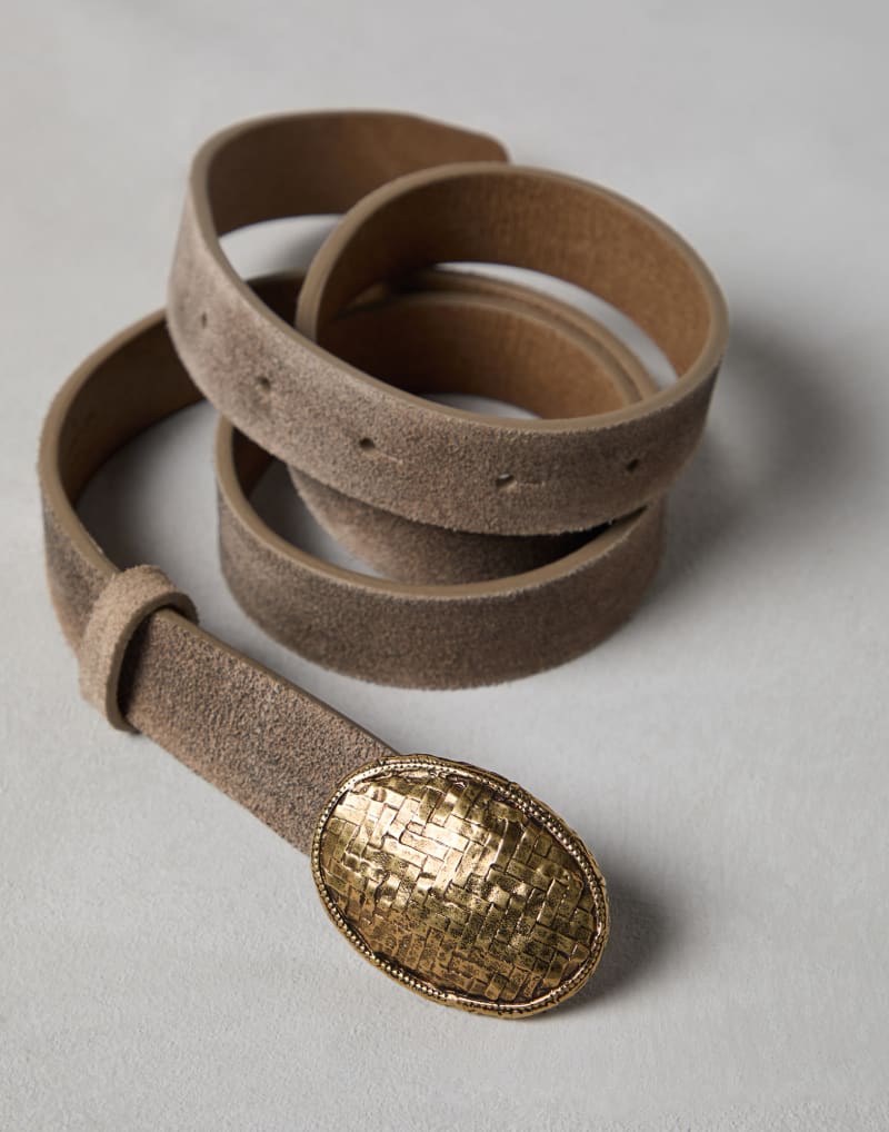 BRUNELLO CUCINELLI MEN'S NOISETTE SUEDE LEATHER BELT