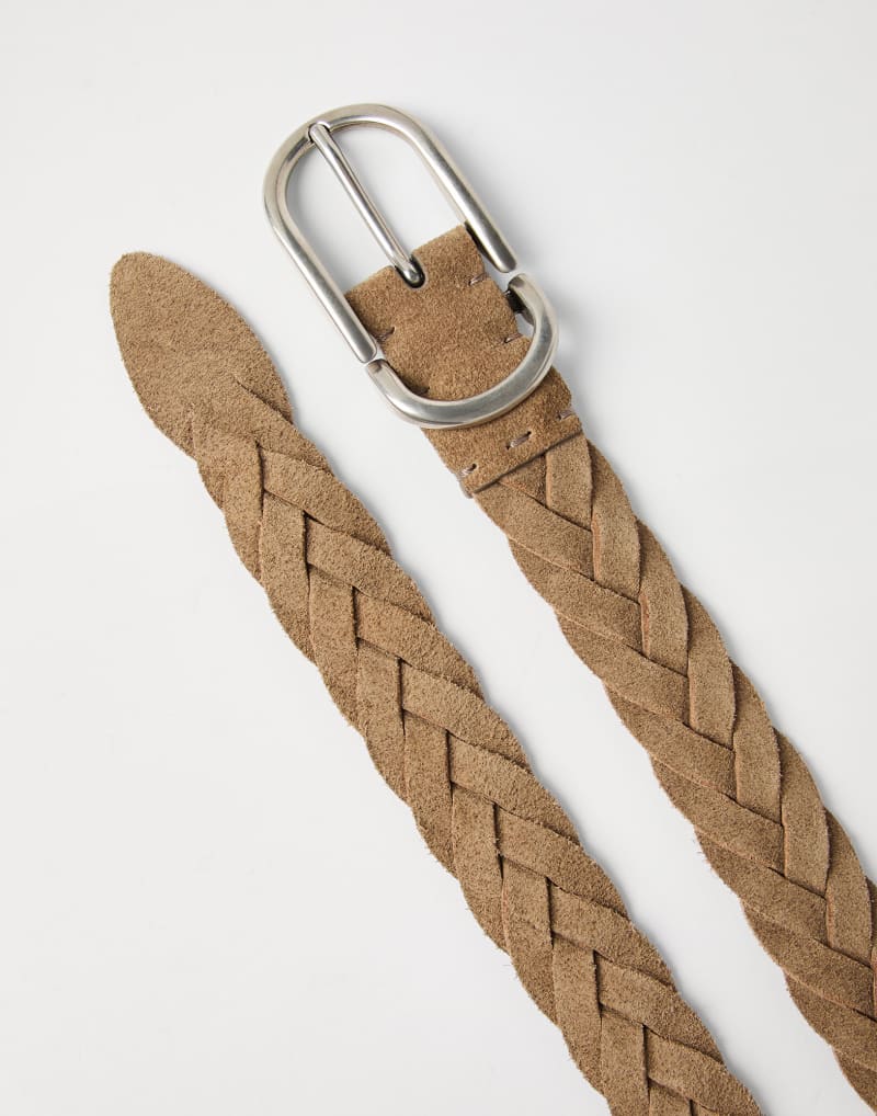 BRUNELLO CUCINELLI MEN'S TOBACCO BRAIDED LEATHER BELT