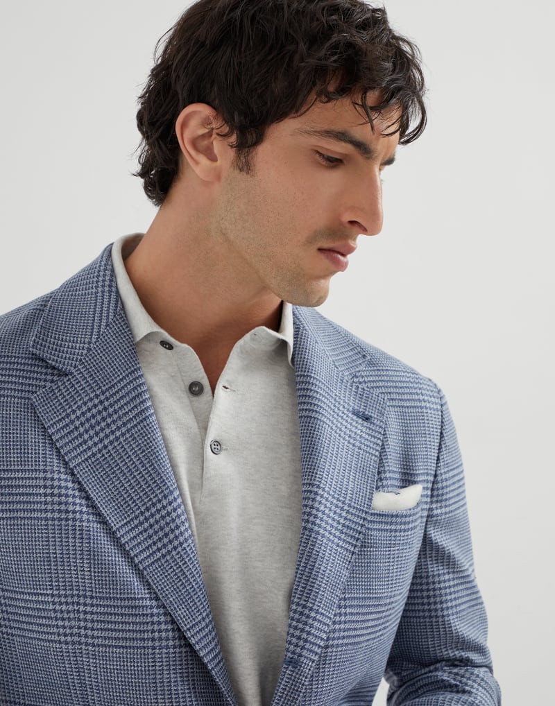 BRUNELLO CUCINELLI MEN'S CLOUD WOOL SILK LINEN CHECKED BLAZER