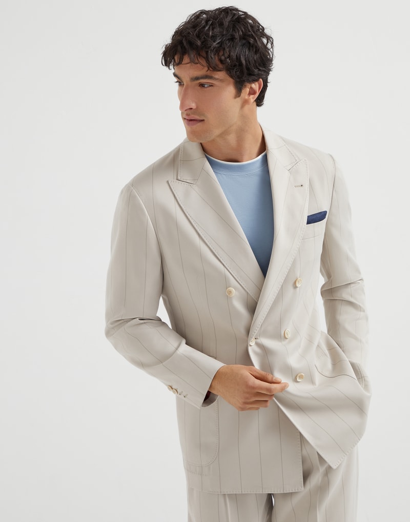 BRUNELLO CUCINELLI MEN'S ICE DOUBLE BREASTED SILK BLAZER