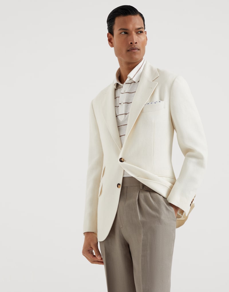 BRUNELLO CUCINELLI MEN'S PANAMA LINEN BLEND TAILORED BLAZER