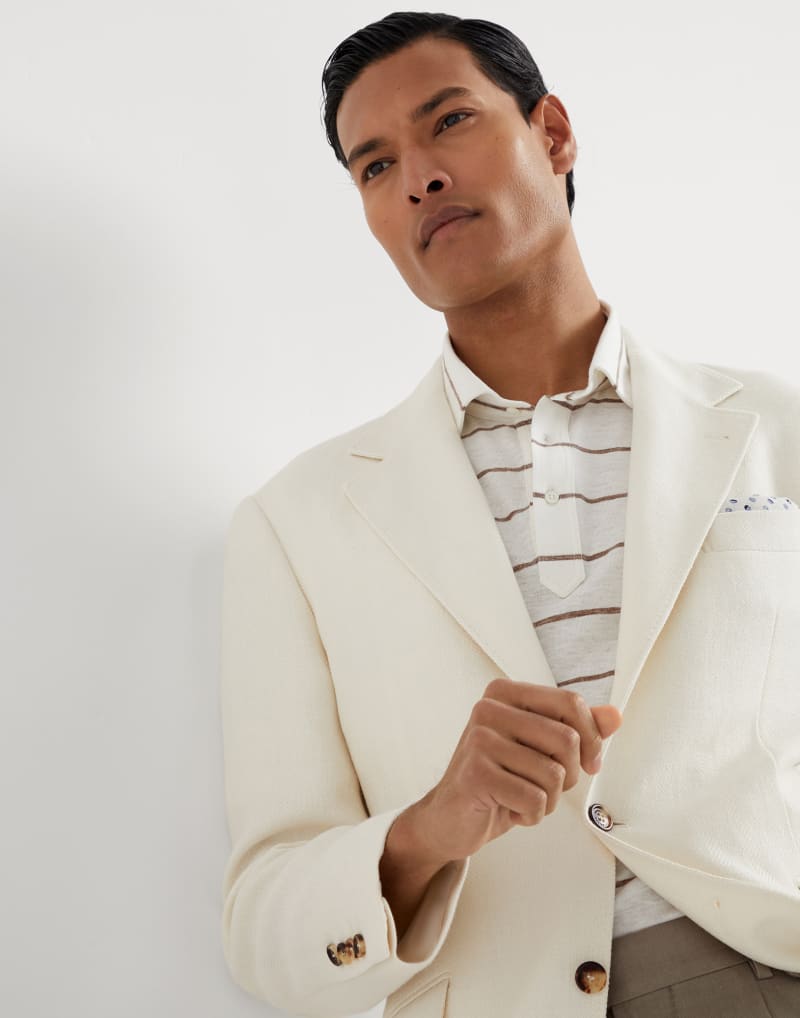 BRUNELLO CUCINELLI MEN'S PANAMA LINEN BLEND TAILORED BLAZER