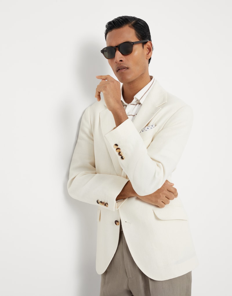 BRUNELLO CUCINELLI MEN'S PANAMA LINEN BLEND TAILORED BLAZER