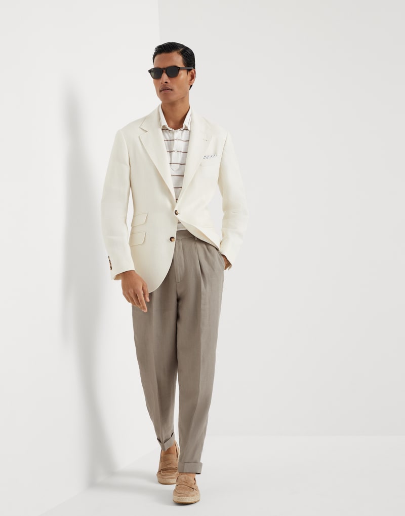 BRUNELLO CUCINELLI MEN'S PANAMA LINEN BLEND TAILORED BLAZER