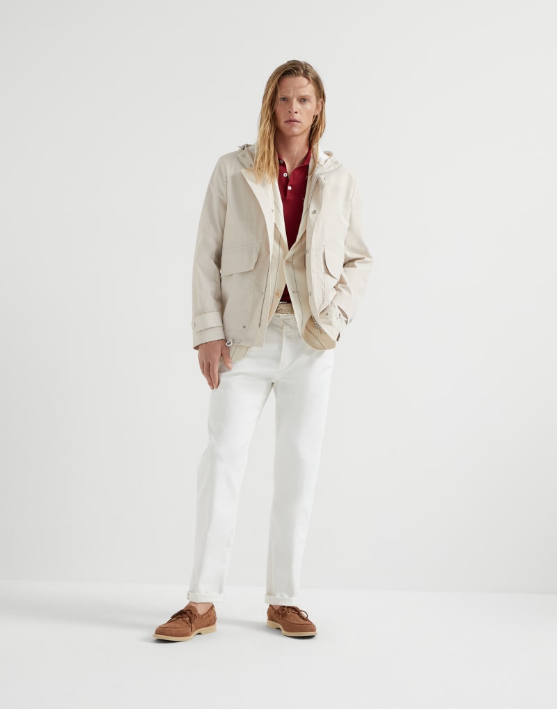 BRUNELLO CUCINELLI MEN'S ROPE TOBACCO STRIPED WOOL COTTON BLAZER