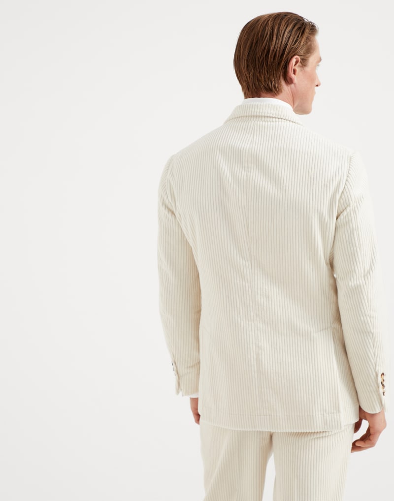 BRUNELLO CUCINELLI MEN'S MILK DOUBLE BREASTED COTTON BLAZER