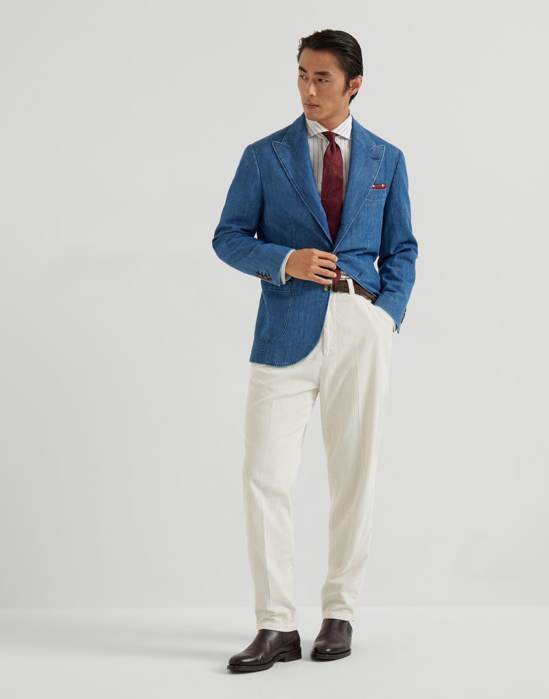 BRUNELLO CUCINELLI MEN'S MEDIUM DENIM COTTON BLAZER