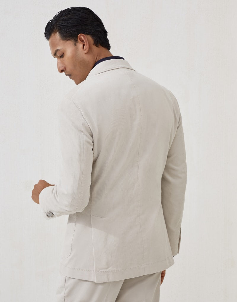 BRUNELLO CUCINELLI MEN'S ICE DOUBLE BREASTED COTTON BLAZER