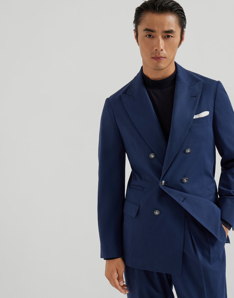 BRUNELLO CUCINELLI MEN'S OCEAN DOUBLE BREASTED COTTON BLAZER