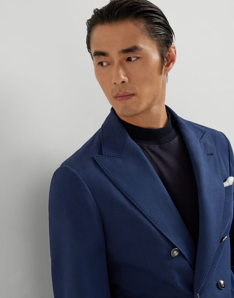 BRUNELLO CUCINELLI MEN'S OCEAN DOUBLE BREASTED COTTON BLAZER