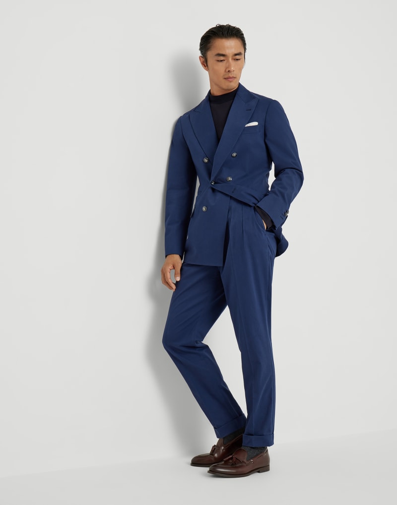 BRUNELLO CUCINELLI MEN'S OCEAN DOUBLE BREASTED COTTON BLAZER