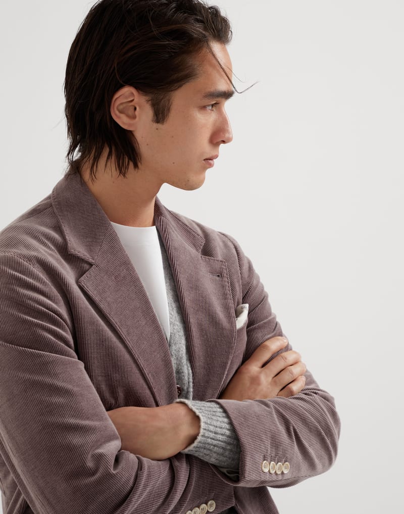BRUNELLO CUCINELLI MEN'S ONION COTTON WOOL BLEND BLAZER