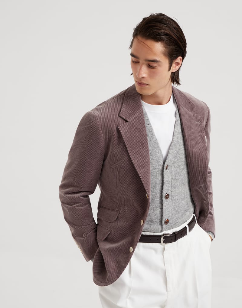BRUNELLO CUCINELLI MEN'S ONION COTTON WOOL BLEND BLAZER