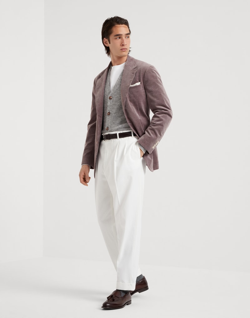 BRUNELLO CUCINELLI MEN'S ONION COTTON WOOL BLEND BLAZER