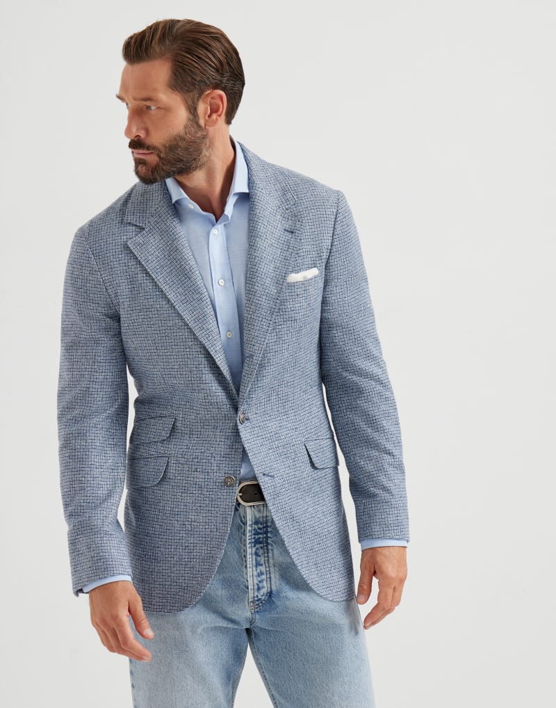 BRUNELLO CUCINELLI MEN'S CLOUD SILK WOOL TEXTURED BLAZER