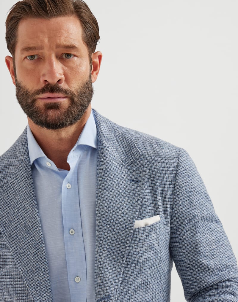 BRUNELLO CUCINELLI MEN'S CLOUD SILK WOOL TEXTURED BLAZER