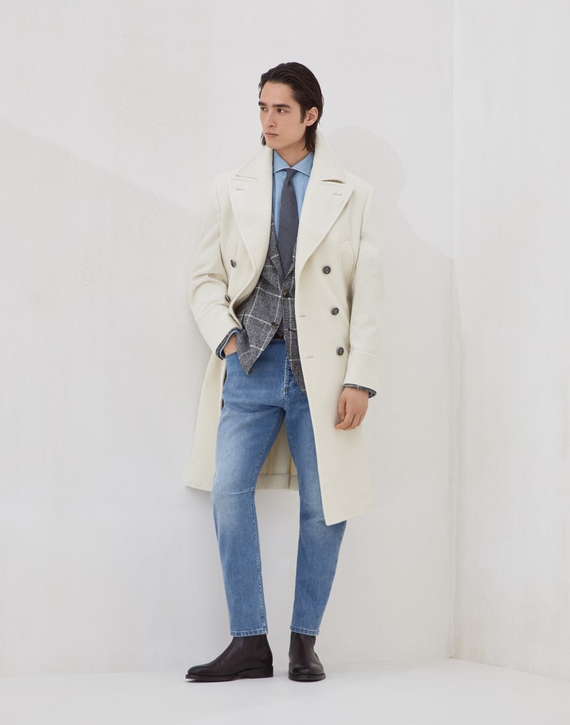 BRUNELLO CUCINELLI MEN'S ANTHRACITE WINDOWPANE WOOL BLEND BLAZER
