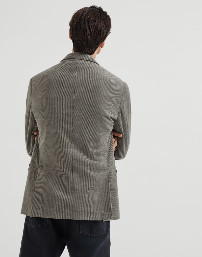 BRUNELLO CUCINELLI MEN'S OLD KHAKI WOOL SILK BLEND BLAZER