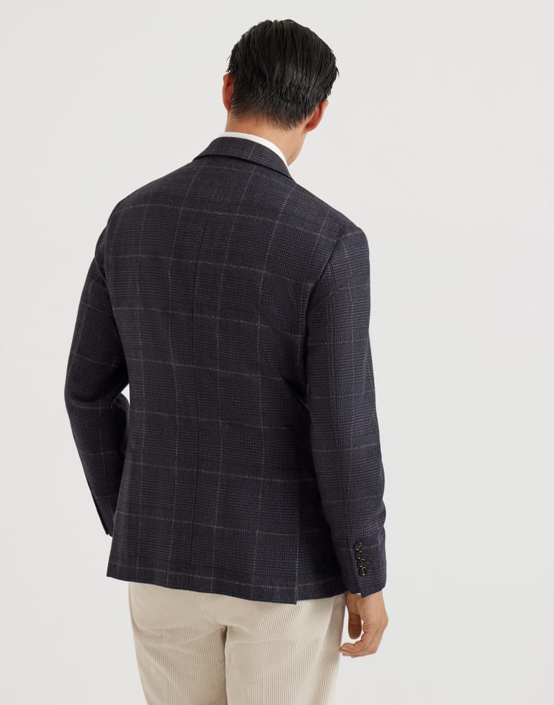 BRUNELLO CUCINELLI MEN'S ANTHRACITE WOOL BLEND DOUBLE BREASTED BLAZER