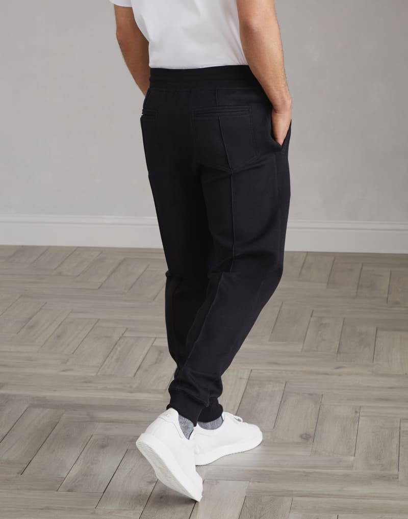 BRUNELLO CUCINELLI MEN'S BLACK COTTON BLEND JOGGER TROUSERS