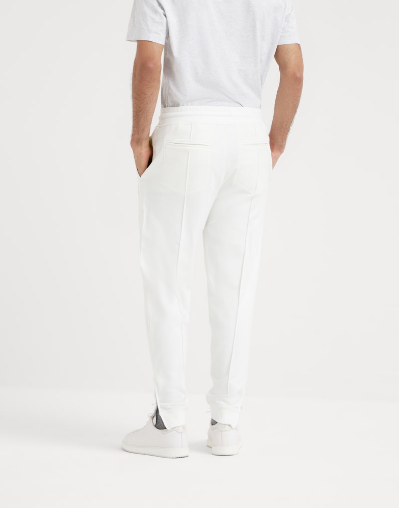 BRUNELLO CUCINELLI MEN'S OFF WHITE COTTON BLEND JOGGER TROUSERS