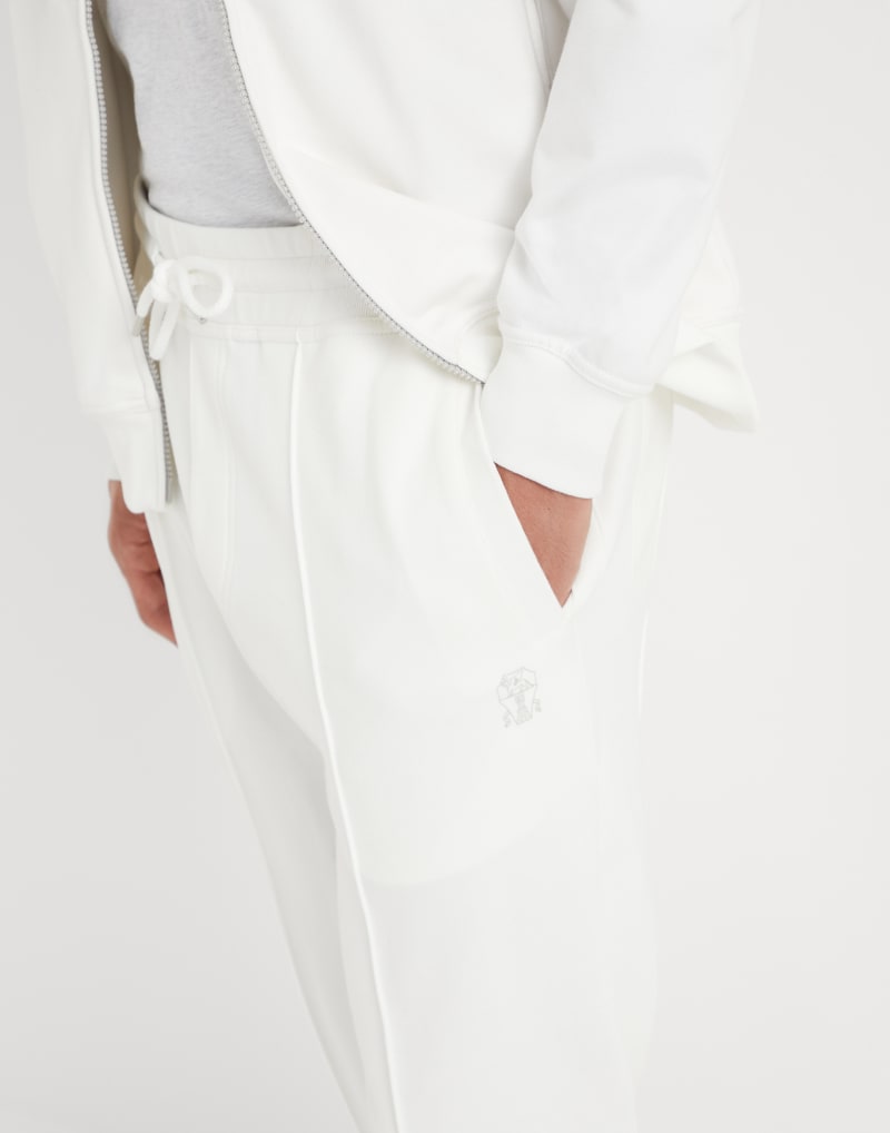 BRUNELLO CUCINELLI MEN'S OFF WHITE COTTON BLEND JOGGER TROUSERS