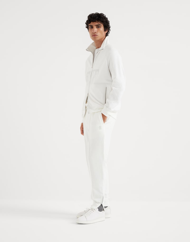 BRUNELLO CUCINELLI MEN'S OFF WHITE COTTON BLEND JOGGER TROUSERS