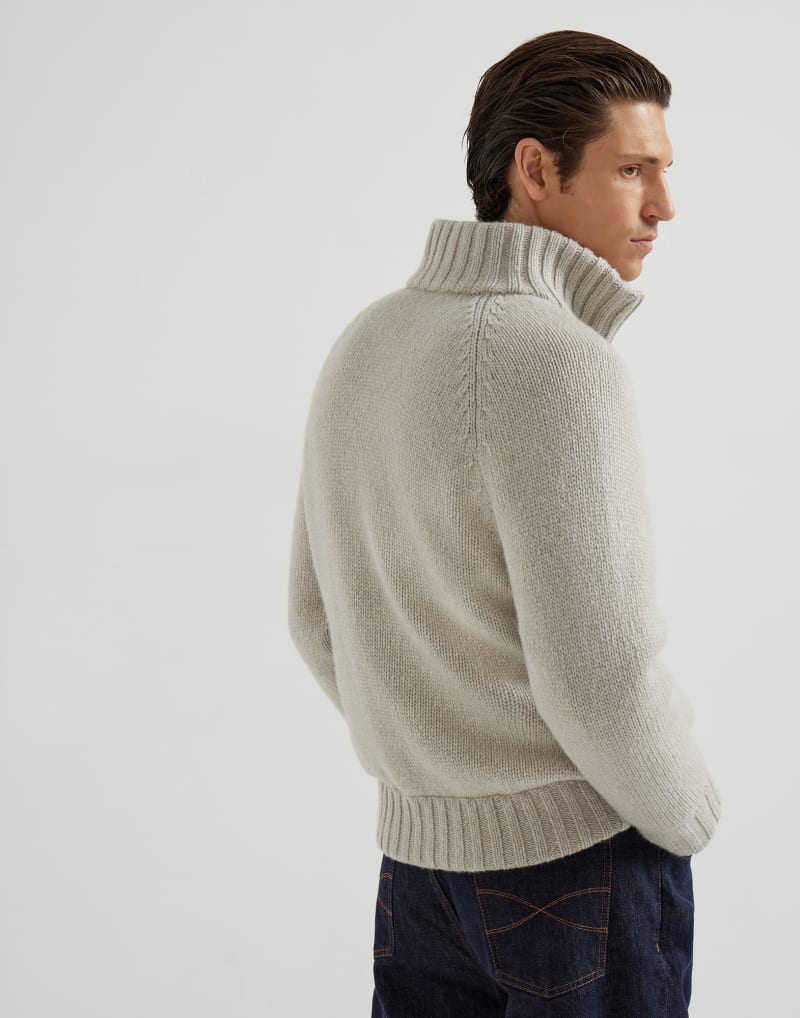 BRUNELLO CUCINELLI MEN'S ROCK SALT WOOL ZIP FRONT KNITTED JACKET