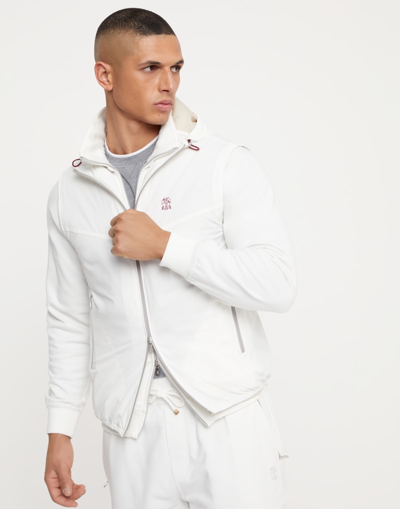 BRUNELLO CUCINELLI MEN'S OFF WHITE ZIP FRONT JACKET