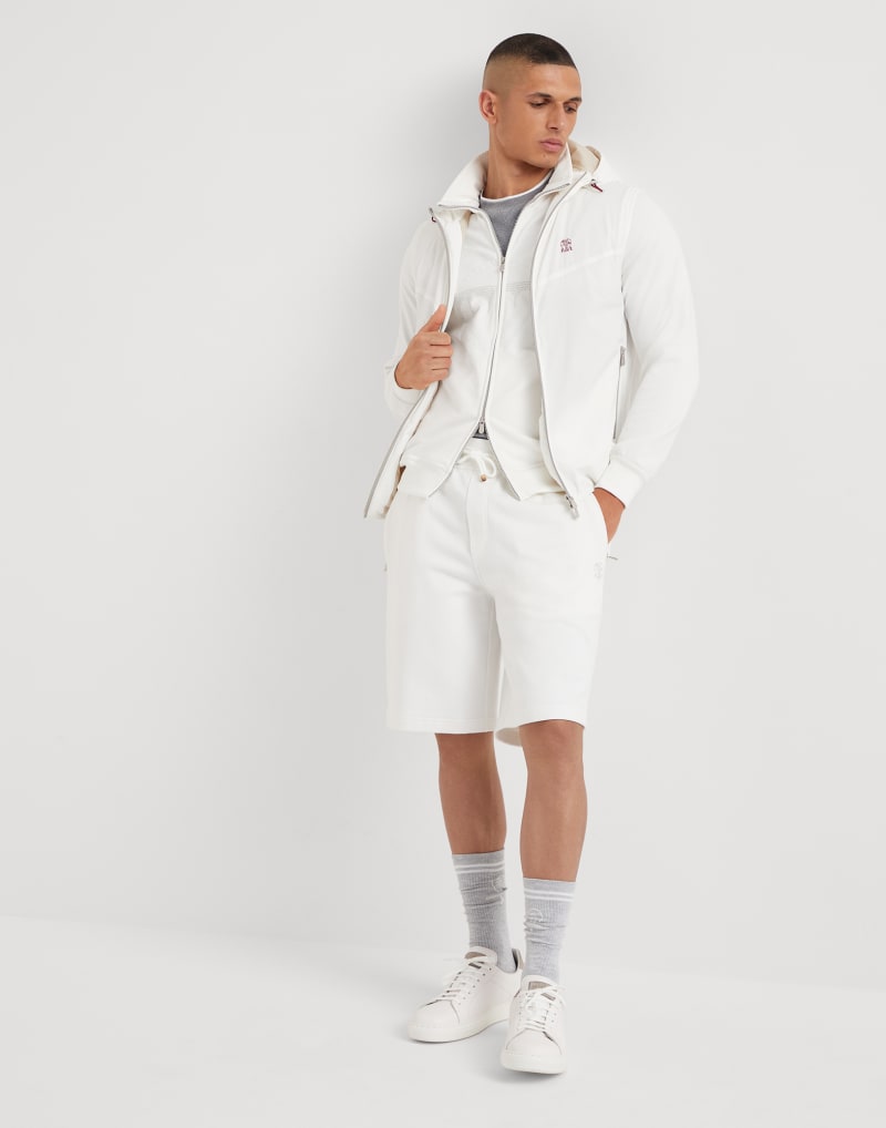 BRUNELLO CUCINELLI MEN'S OFF WHITE ZIP FRONT JACKET