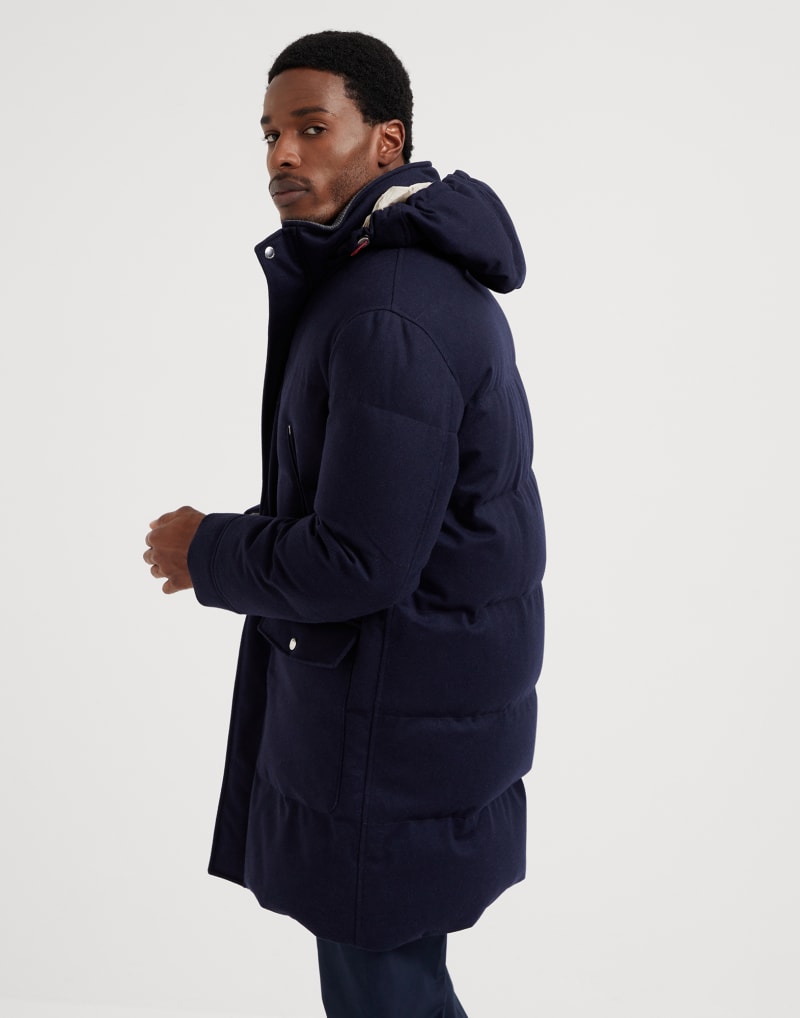 BRUNELLO CUCINELLI MEN'S BLUE WOOL PADDED JACKET