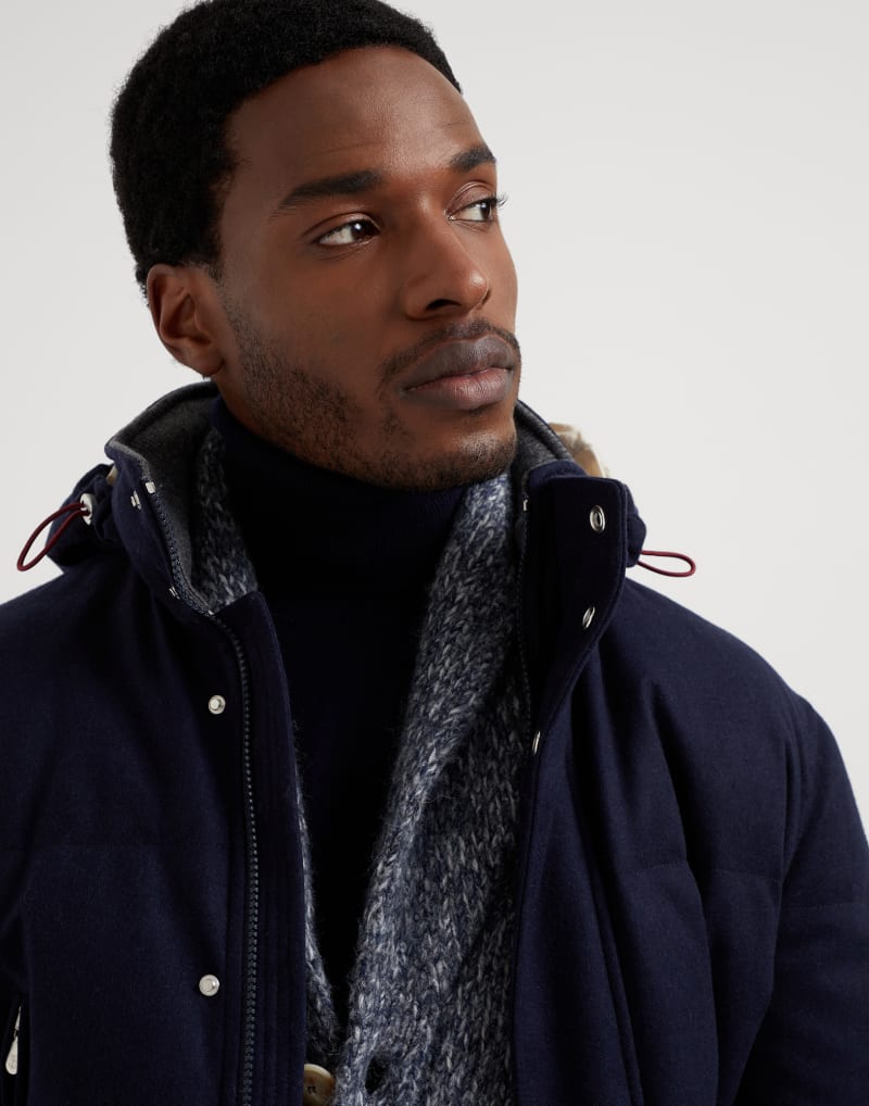 BRUNELLO CUCINELLI MEN'S BLUE WOOL PADDED JACKET