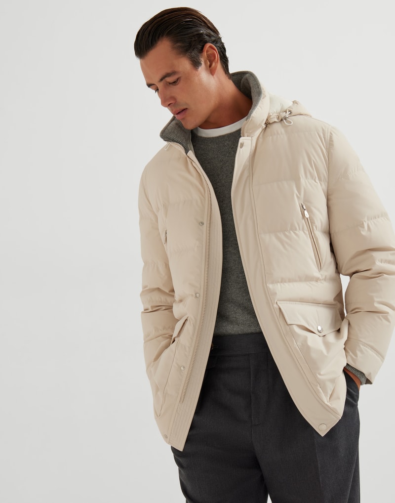 BRUNELLO CUCINELLI MEN'S LIGHT GREY PADDED JACKET