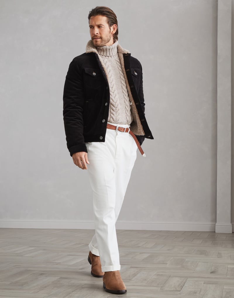 BRUNELLO CUCINELLI MEN'S BLACK COTTON CORDUROY JACKET