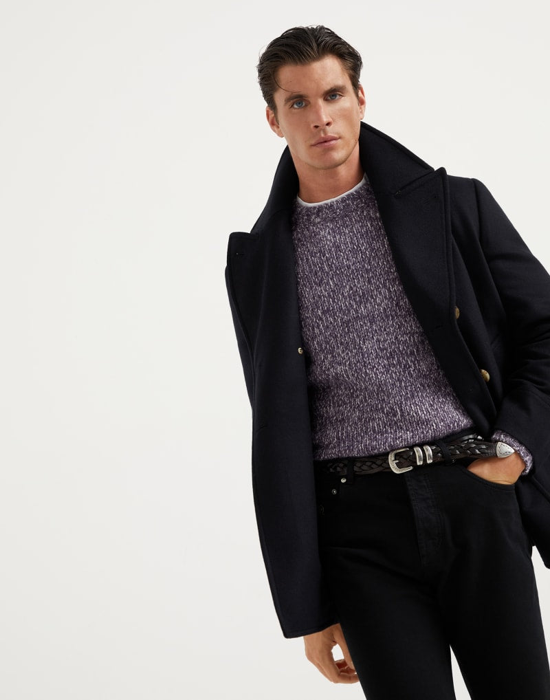 BRUNELLO CUCINELLI MEN'S BLACK WOOL DOUBLE BREASTED JACKET