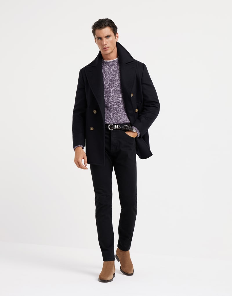 BRUNELLO CUCINELLI MEN'S BLACK WOOL DOUBLE BREASTED JACKET