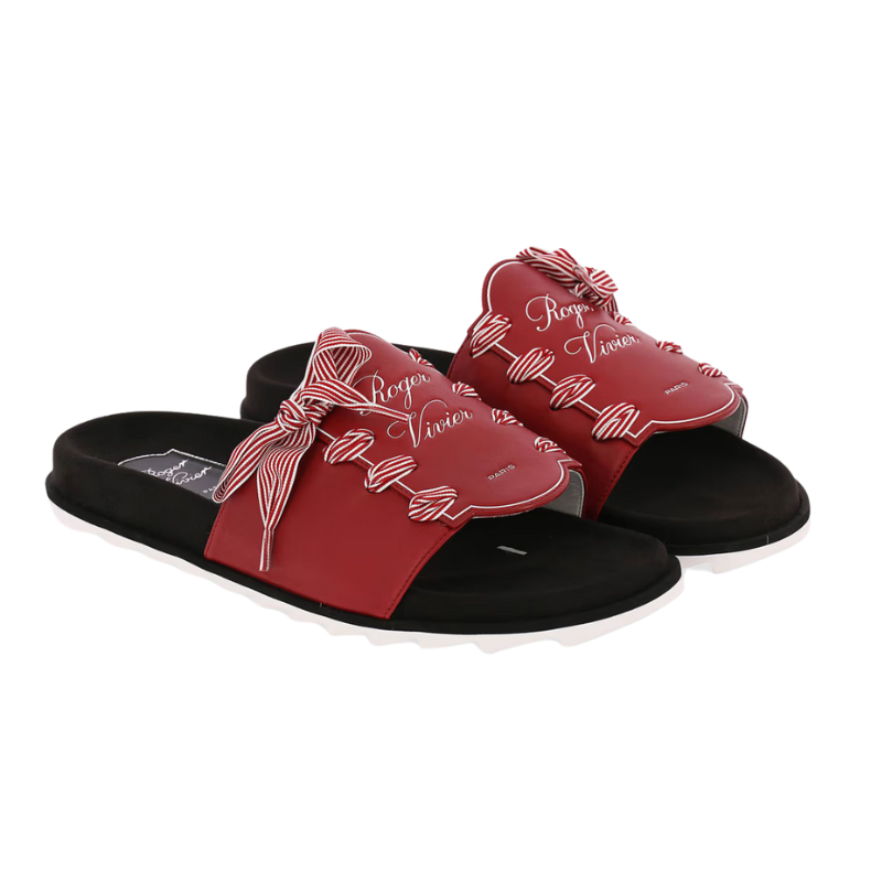Womens Roger Vivier Embellished Flat Sandals (Red/Black)