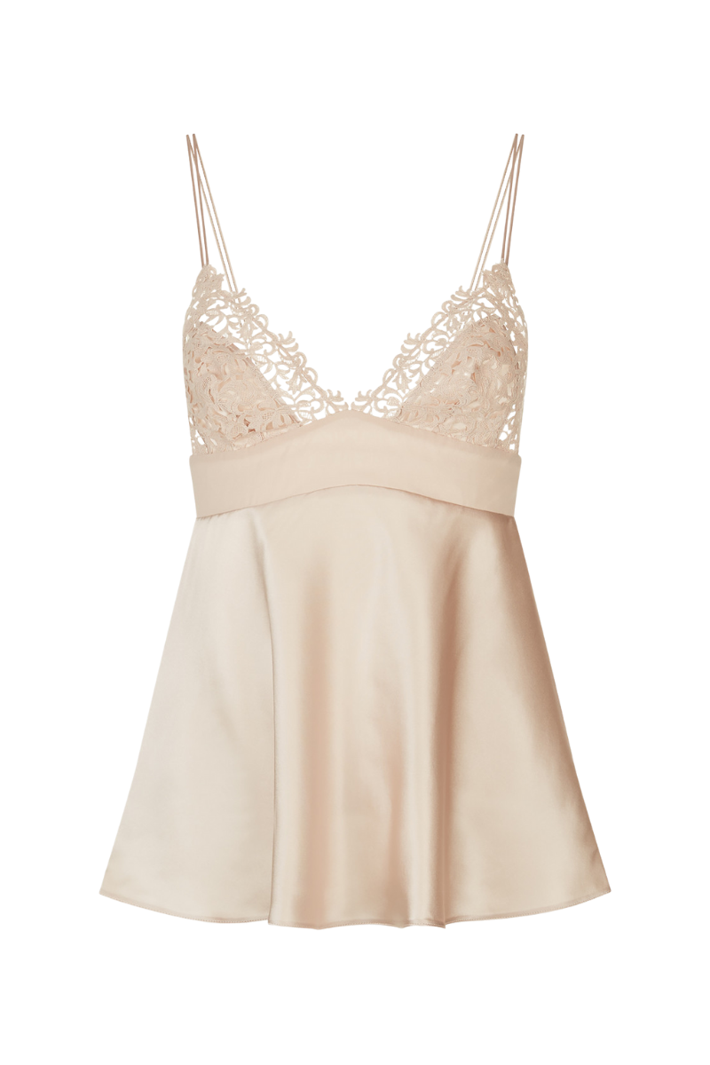 La Perla Petit Macramé Rose Beige Silk Camisole With Macramé
