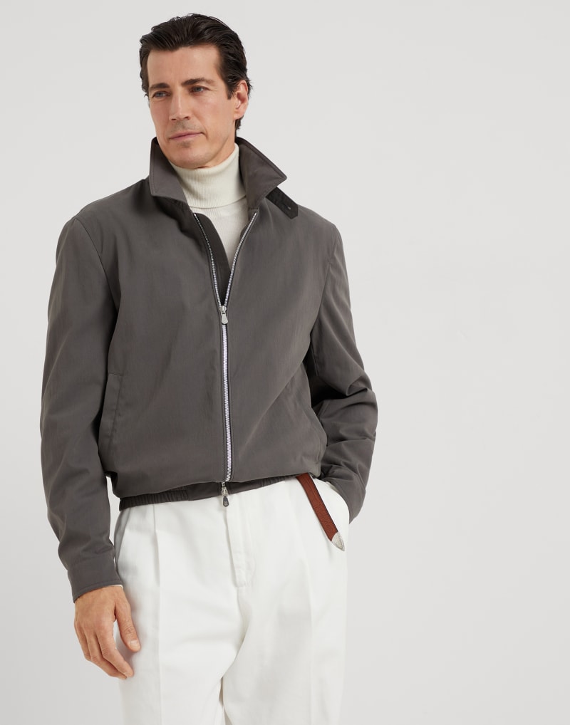 BRUNELLO CUCINELLI MEN'S GREY ZIP FRONT CASUAL JACKET