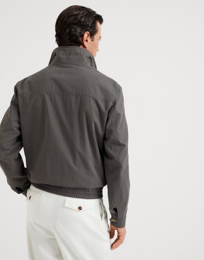 BRUNELLO CUCINELLI MEN'S GREY ZIP FRONT CASUAL JACKET