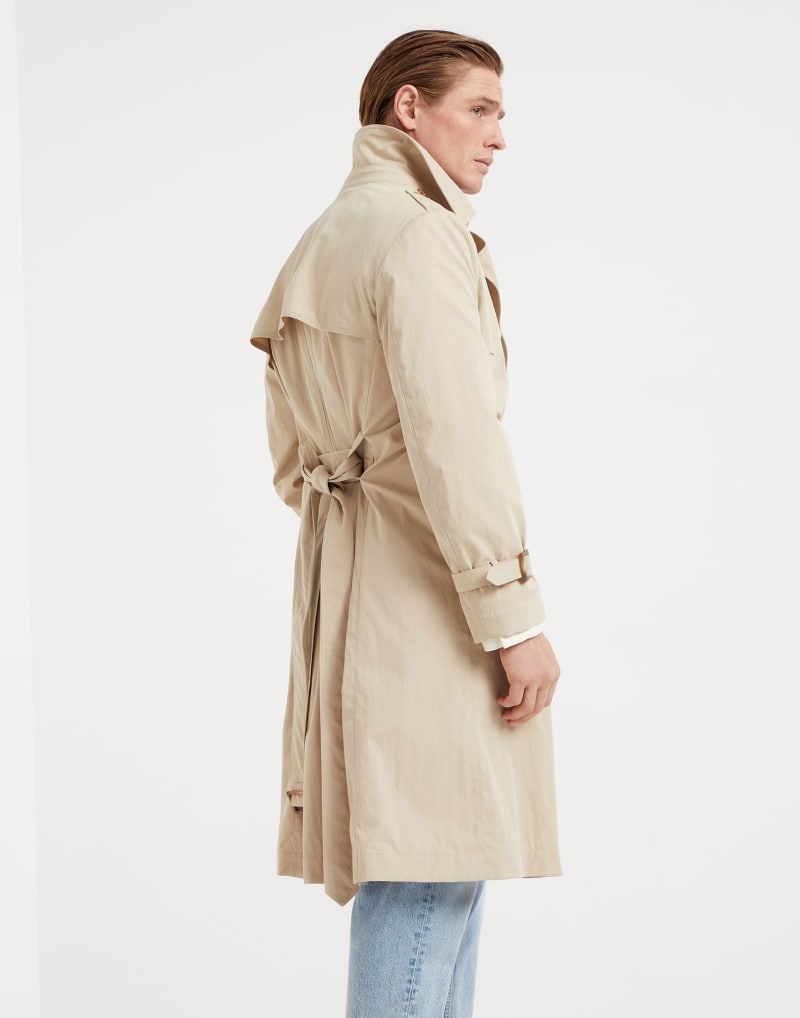 BRUNELLO CUCINELLI MEN'S SAND DOUBLE BREASTED TRENCH COAT