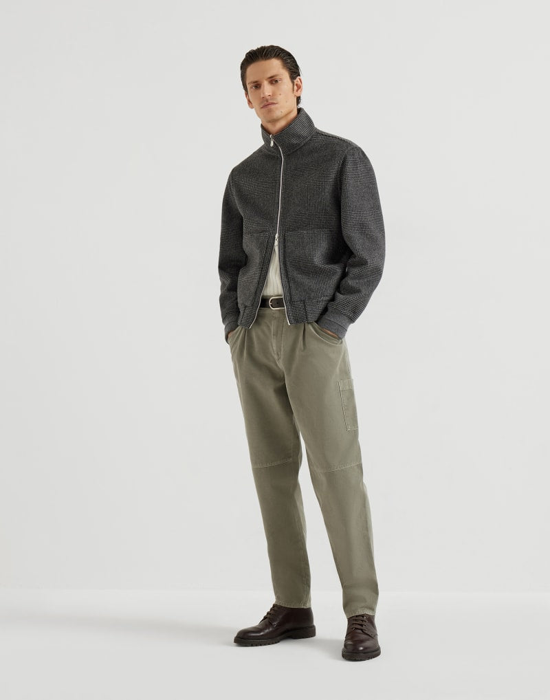 BRUNELLO CUCINELLI MEN'S KAKY OLD COTTON RELAXED TROUSERS