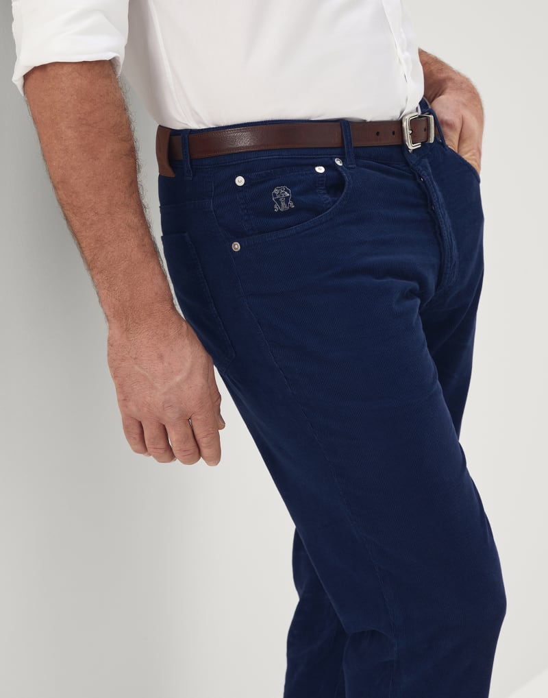 BRUNELLO CUCINELLI MEN'S EVERGREEN COTTON STRAIGHT LEG TROUSERS