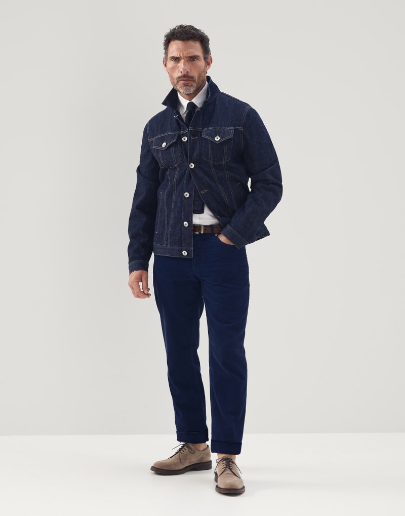 BRUNELLO CUCINELLI MEN'S EVERGREEN COTTON STRAIGHT LEG TROUSERS
