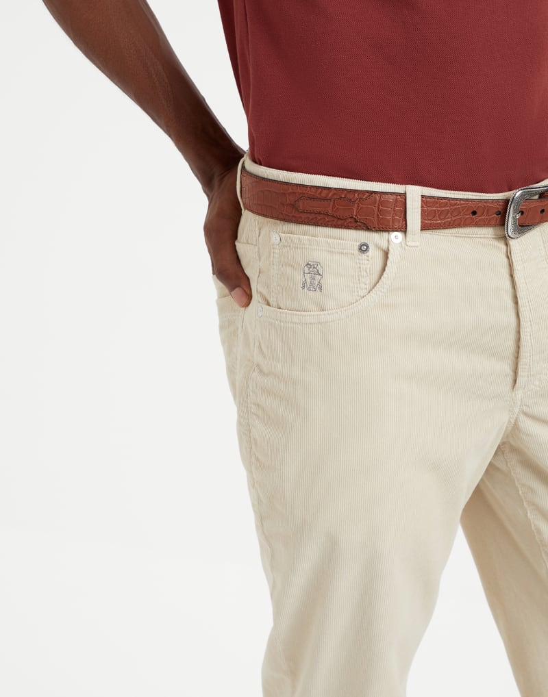 BRUNELLO CUCINELLI MEN'S FLAX SEEDS COTTON STRAIGHT LEG TROUSERS