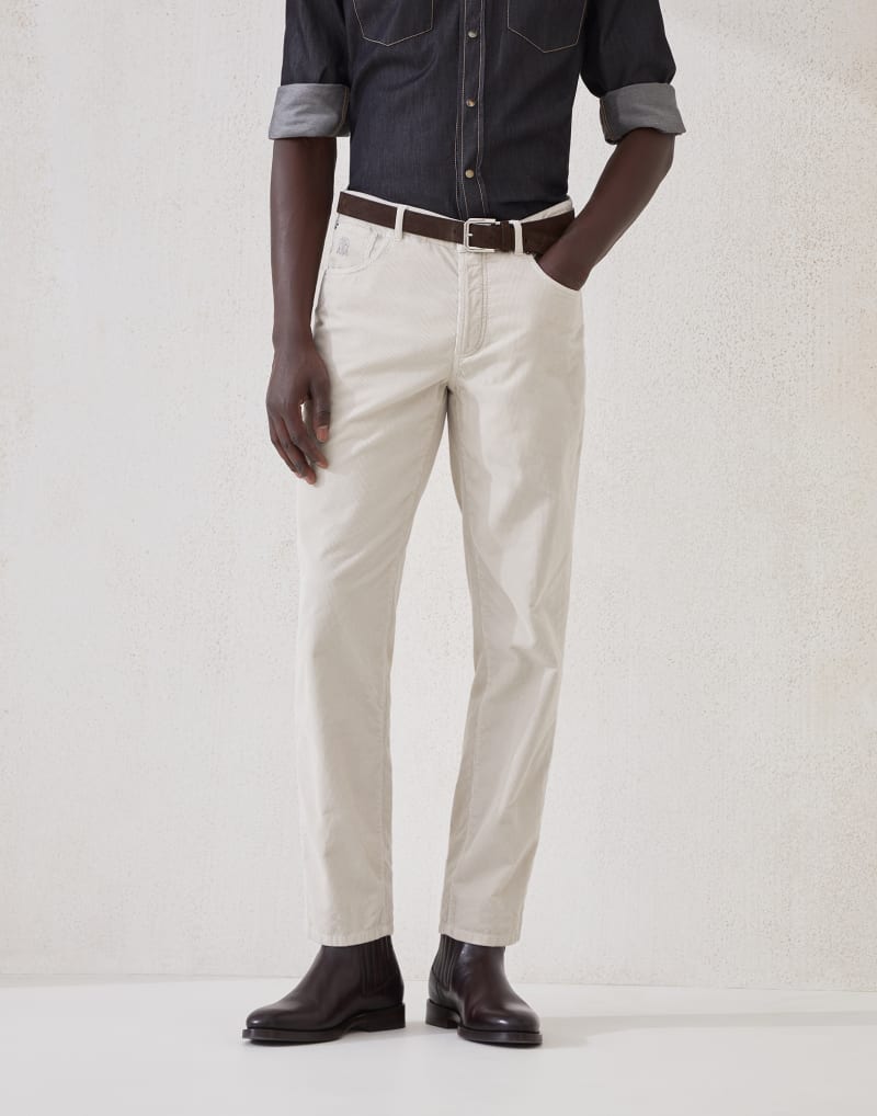 BRUNELLO CUCINELLI MEN'S PUMICE COTTON STRAIGHT LEG TROUSERS