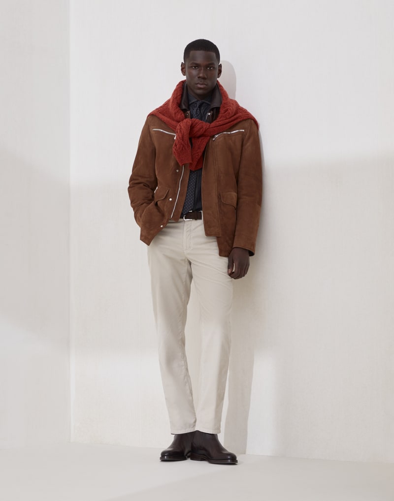 BRUNELLO CUCINELLI MEN'S PUMICE COTTON STRAIGHT LEG TROUSERS