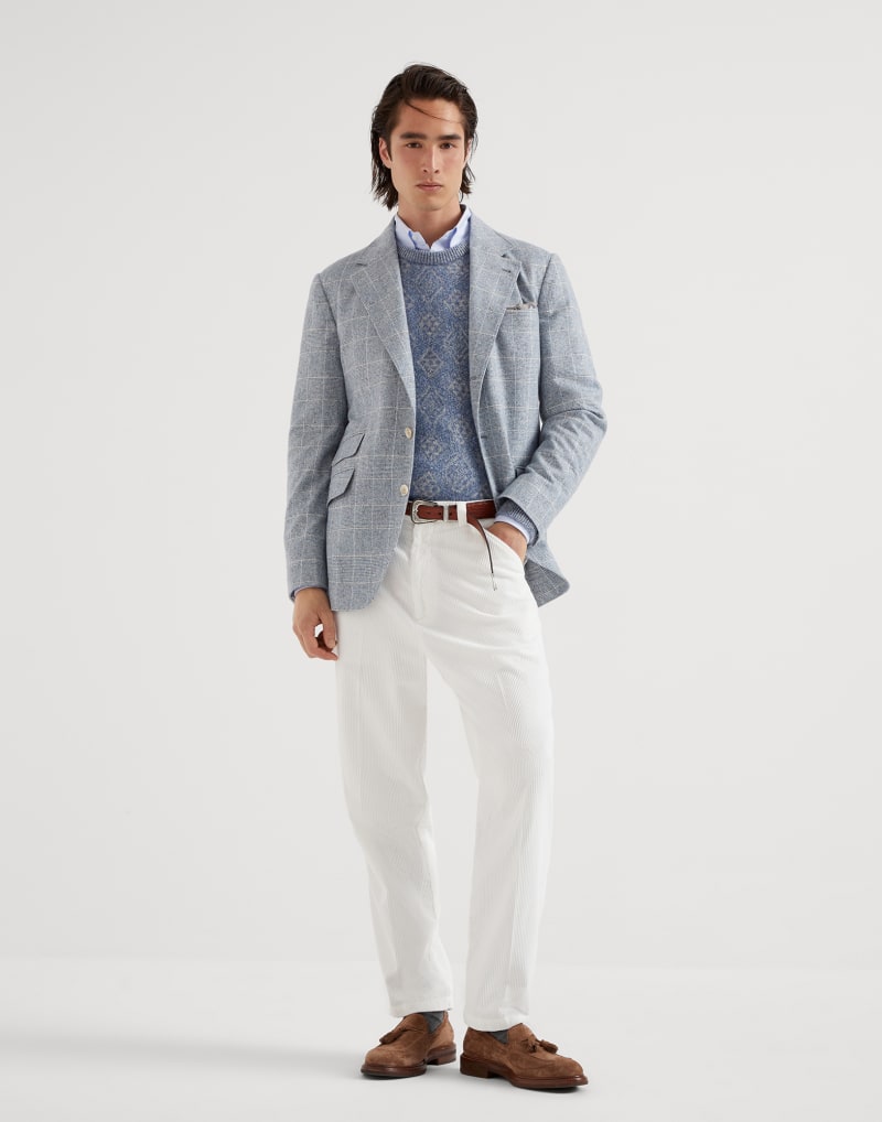 BRUNELLO CUCINELLI MEN'S SNOW COTTON STRAIGHT TROUSERS