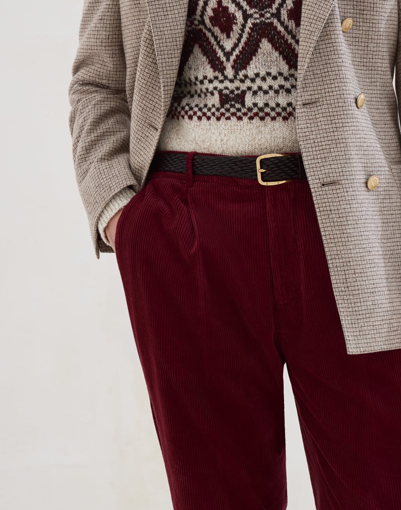 BRUNELLO CUCINELLI MEN'S PURPLE CORDUROY TROUSERS